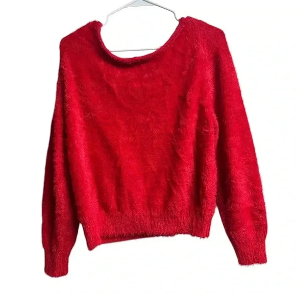 Victoria's Secret Fuzzy Sweater Red Pullover Top Rib Trim Long Sleeves Medium - Picture 8 of 9